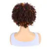 Venta Directa de Fábrica Peluca de Fibra Sintética de Color Mezclado Marrón con Cabello Corto Rizado de Mujer Africana Peluca Afro