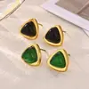 Brincos de resina com efeito metálico, estilo europeu e americano, 3D, triângulo colorido, geométricos, nicho, versáteis, brincos de tarraxa geométricos femininos, atacado