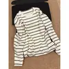 Camiseta de Manga Larga Rayada Suave y Masticable para Mujer, Primavera y Otoño, Holgada, Simple, Casual, Estilo Perezoso, Prenda Interior, Camiseta Base