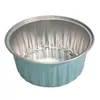 Caja de Papel de Aluminio Taza de Pudín Postre Tarta de Huevo con Tapa Redonda Especial para Horno Freidora de Aire Molde de Pastel de Aluminio Bocadillo