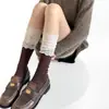 Nuevos calcetines de algodón para pantorrilla de miu de primavera y verano con encaje vertical y costuras de encaje, blancos, combinan con todo, calcetines de felpa grises
