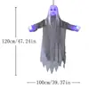 Fantasma colgante personalizable de Halloween que brilla con pelo largo, fantasma novia femenina con calavera y cadenas de hierro, accesorios para habitación embrujada, regalo de Navidad