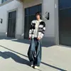 Cardigan Listrado Color Block Retrô Americano para Homens e Mulheres Gola Redonda Relaxada Solto Casual Casaco de Tricô para Casal