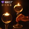 Mxmade portavelas de cristal transparente estilo europeo accesorios para bodas portavelas de mesa romántico y cálido