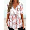 [Spot] Ropa transfronteriza europea y americana para mujer, Amazon 2023, verano, cuello en V holgado, manga corta, camiseta estampada con botones