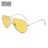 Lentes de sol polarizados para visión nocturna para conducir, tipo ojo de rana, piloto, doble puente, modelos transfronterizos de comercio electrónico europeo y americano, amarillos brillantes
