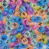 Materiais para Miçangas Artesanais Miçangas Acrílicas Miçangas com Pó de Cebola Miçangas com Letras em Inglês Rosto Sorridente Infantil Miçangas Planas Acessórios para Joias DIY