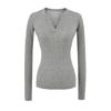 Estilo Suave Cor Pura Decote V Manga Longa Tricô Feminino Outono e Inverno Ajustado Camisa para Sobreposição Interna Top Petite Chic