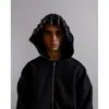 Sudadera con capucha y cremalleras múltiples de manga larga Y2K, color liso, estilo punk oscuro callejero, Hip-Hop Ins