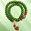 Venta directa de fábrica de pulseras de juguete cultural con cuentas de ábaco de bodhi verde de doble bucle, pulseras populares de raíz de bodhi para transmisión en vivo para venta al por mayor