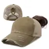 Boné de Baseball de Tela Feminino para Primavera e Verão, Chapéu de Sol para Rabo de Cavalo, Boné com Logo Cor Sólida Vintage Lavado para Uso ao Ar Livre