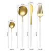 Conjunto de quatro peças de faca e garfo de aço inoxidável transfronteiriço, faca e garfo de bife pintados da Amazon, colher de chá, dourado