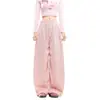 Pantalones de pierna ancha con estampado integral de estrellas y lunares estilo americano para mujer, holgados, adelgazantes, versátiles, sensación perezosa y relajada, Pantalones casuales tipo cimitarra de baile