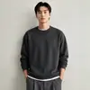 Moletom Pesado Gola Redonda Outono/Inverno 2026 Top High-End Retrô Americano Masculino Preto e Vinho Em Estoque Cor Sólida