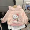 Roupas Infantis Estilosas Outono/Inverno Top com Capuz de Veludo Plus Casaco Espesso Doce para Meninas Roupas de Inverno Hoodie Estilo 2026