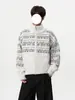 Suéter Jacquard Fair Isle Americano con Cuello Alto para Hombres y Mujeres Otoño Holgado Estilo Perezoso Cárdigan Doble Cremallera Prendas de Abrigo