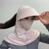 Chapéu de Proteção Solar para Mulheres, Protetor Solar de Verão, Anti-UV, Aba Larga, Máscara Facial Integrada, Chapéu de Sol, Cachecol de Pescoço para Carro, Cobertura de Cabeça Integrada