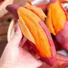 Batatas de color rojo castaño, recién cosechadas, ñame de temporada con un corazón dulce, batatas de color rojo sandía molidas en arena, batatas ahumadas
