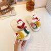 Pantufas Peludas de Boneco de Neve de Natal Coreanas para Meninas Usarem ao Ar Livre no Outono e Inverno Novas Pantufas de Algodão Fofas de Nicho para Casa