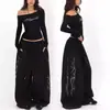 Calça Jogger com Cordão para Comércio Exterior para Mulheres, Calça Wide-Leg Azz com Strass Brilhante para Dança, Calça Masculina Tendência Estilo de Rua Dança de Jazz Americana