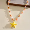 Collar de Resina con Estrella de Mar Estilo Europeo y Americano de Resort, Cadena Dulce de Dopamina para Clavícula de Verano, Joyería Versátil de Lujo Ligero Transfronteriza para Mujeres