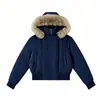 Chaqueta de Invierno Corta de Algodón para Mujer con Capucha Grande de Piel Estilo Nuevo 2026 Talla Grande Holgada Gruesa Cálida Chaqueta Acolchada Abrigo