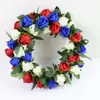 2026 Última Guirlanda Decorativa do Dia da Independência Americana, Guirlanda de Flores Artificiais de Rosa, Fábrica de Flores de Rosa em Formato de Coração de Alta Qualidade