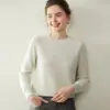 26 Suéter de Cachemira para Mujer Otoño/Invierno, Cuello Redondo, Diseño de Hombro Raglán, Engrosado, Color Sólido, Corte Holgado, Efecto Adelgazante, Top de Punto Base