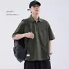 Camisa Polo de Manga Corta para Hombre de Verano Fina Estilo Americano Retro Holgada Casual Secado Rápido Lapp Media Cremallera Camiseta Top