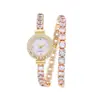 Reloj de Pulsera para Mujer de Moda Transfronterizo Nuevo Estilo Incrustado de Diamantes Lleno de Diamantes y Circonitas Pulsera Envuelto Venta al por Mayor de Comercio Exterior