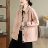 Foto Real Jaqueta Casaco Verde Retrô Literário Feminino 2026 Nova Cor Blocada Lapela Manga Longa Top Outono