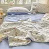 Colcha de Gaze Enrugada de Verão Quatro Peças Colcha de Ar Condicionado Colcha Fina Individual para Dormitório de Estudante Colcha Fresca de Verão Lavável à Máquina