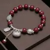 Pulseira de Cinábrio Ping An Joy Fu Pulseira com Borla Camada Dupla Usada Empilhada Este Ano Estilo Nacional Presente para Casal
