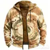 Sudadera con capucha de impresión 3D y digital con elementos multicolores transfronterizos, forro marrón, chaqueta de algodón