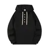 Sudadera de moda casual para hombre de algodón estilo chino para primavera y otoño, comercio exterior transfronterizo, con decoración de botones en el cuello, con capucha, estilo europeo y americano