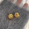 Pendientes Esféricos Trenzados Simples de Nicho para Ropa de Trabajo Diaria, Redondos Calados, Pendientes Asimétricos de Moda para el Trabajo
