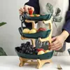 Criativa Bandeja de Frutas Verde Peacock Estilo Nórdico, Camada Dupla, Três Camadas, Bandeja de Frutas Secas, Suporte de Madeira de Bambu, Prato Doméstico, Prato de Sushi, Venda Direta do Fabricante