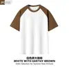 Camiseta Raglán de Algodón Puro de Doble Hilo Pesado de 280g, Estilo Trendy Personalizado para Pareja con Estampado de Logo, Soporta Personalización, Exclusivamente para Suministro Transfronterizo