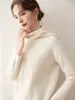 Suéter grueso de cable de moda casual de manga larga con capucha de cachemira para mujer para otoño e invierno