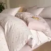 Juego de Cuatro Piezas Jacquard de Chenilla Cepillada 100% Algodón Ropa de Cama Cálida para Otoño e Invierno Funda de Edredón de Algodón Puro Sábana Plana Sábana Ajustable