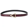 Novo Cinto de Couro Bovino com Fivela Triangular para Mulheres Versátil Moda Decorativo Estilo Celebridade da Internet Cinto de Couro Genuíno Simples