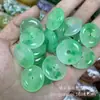 Novo Pingente de Jade Tipo Gelo Estilo Chinês com Inclusões Verdes, Pingente Anel de Segurança de Jade Quartizito, Presente de Feriado para Idosos
