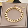 Pulsera Meichen Estilo Europeo y Americano Color Dorado 18K No se Desvanece para Mujer Simple Versátil Ins Personalidad Moda Lujo Ligero Joyería Transfronteriza