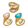 Suministro Exclusivo Transfronterizo Oumaka de Anillos Personalizados de Circonita con Forma de Gota de Agua, Anillos de Acero Inoxidable de Alto Gama para el Dedo Índice y Joyería