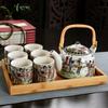 Xinmingxuan Cerámica Azul y Blanca Vintage con Filtro Juego de Té Doméstico Juego de Té Tetera de Porcelana Taza de Té Tetera de Cola Juego de Té