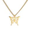 Venta caliente de comercio exterior, joyería para parejas, cadena de ropa que combina con todo, collar de acero inoxidable con colgante de mariposa de zarcillo hueco con corte de acero de titanio