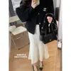 Saia Midi de Tricô de Lã Estilo Francês para Mulheres, Outono e Inverno, Cintura Alta, Slim Fit, Saia Lápis