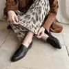 Mocasines de Moda Sencillos Estilo Coreano de 1 cm 2026 Verano Nuevos Zapatos Planos sin Cordones de Punta Redonda de Piel para Mujer