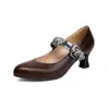 Zapatos Nuevos Lolita para Mujer 2025 Combinación de Colores Correa de Viaje Zapatos de Boca Baja Zapatos de Tacón Medio Grueso Tallas 32-48 talla extra Zapatos de Comercio Exterior