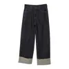 Jeans Rectos Bie Color Original de Mezclilla con Puño para Mujer 2026 Nuevos Vintage Sueltos Adelgazantes Casuales Pantalones Largos